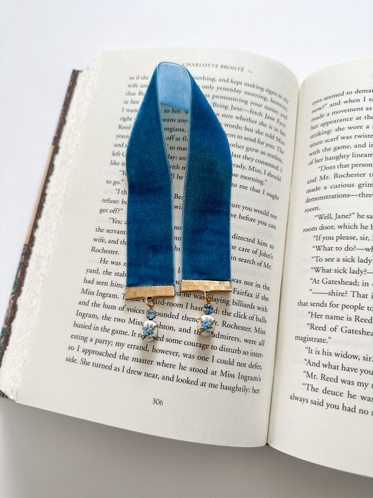 Vintage Velvet Bookmark // Blue Stone/Floral