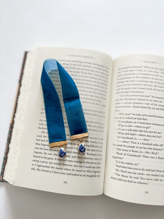 Vintage Velvet Bookmark // Navy Floral