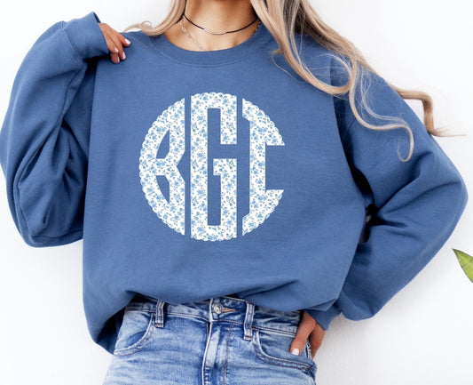 Grand Millennial Monogram Sweatshirt GILDAN // 3 weeks