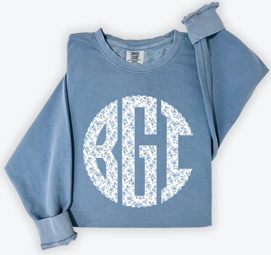 Grand Millennial Monogram Sweatshirt COMFORT COLORS // 3 weeks