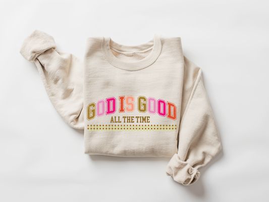 God is Good Checkered Sweatshirt // 3 weeks